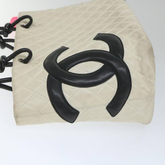 CHANEL Cambon Line Tote Bag Leather White CC - Picture 5 of 16